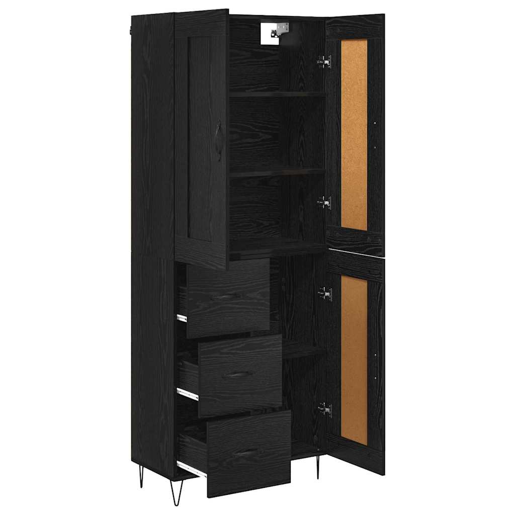Highboard Μαύρη Οξυά 69,5 x 34 x 180 εκ. Επεξεργασμένο ξύλο