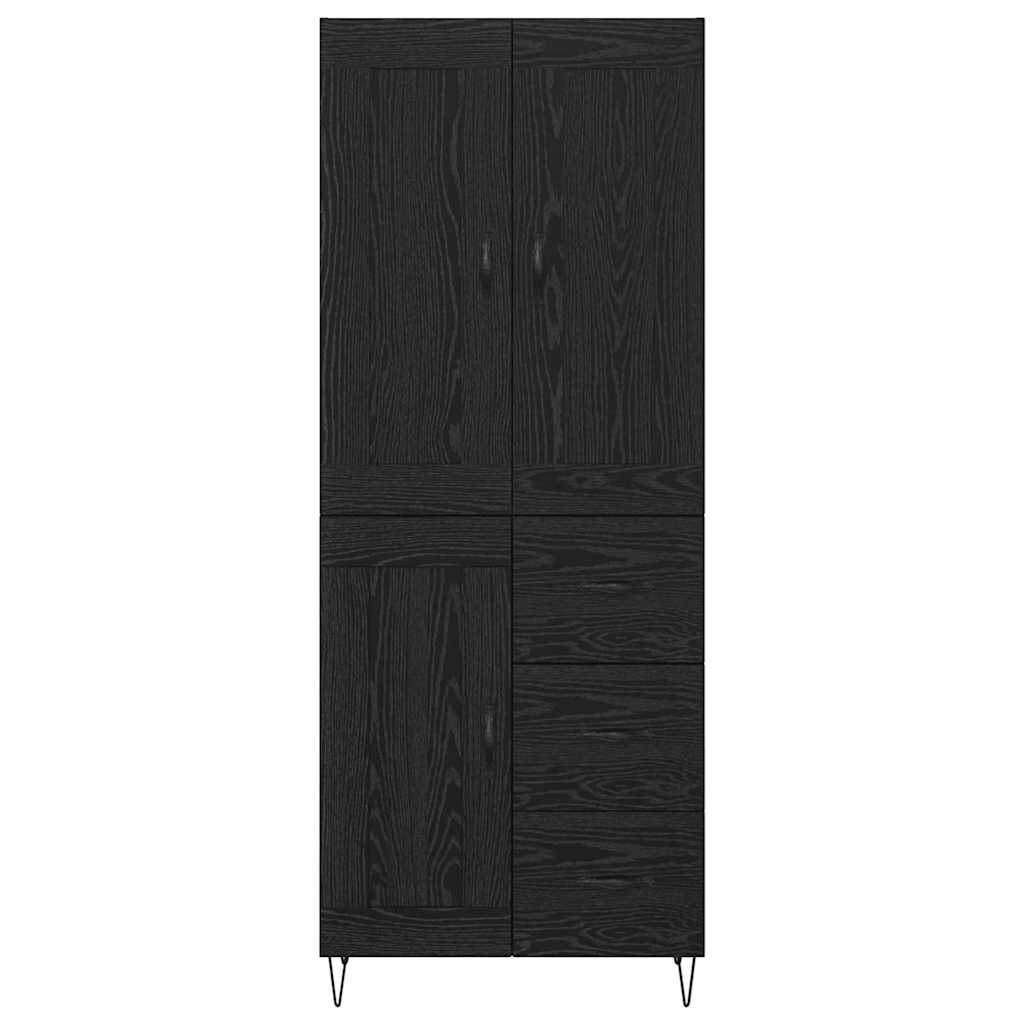 Highboard Μαύρη Οξυά 69,5 x 34 x 180 εκ. Επεξεργασμένο ξύλο