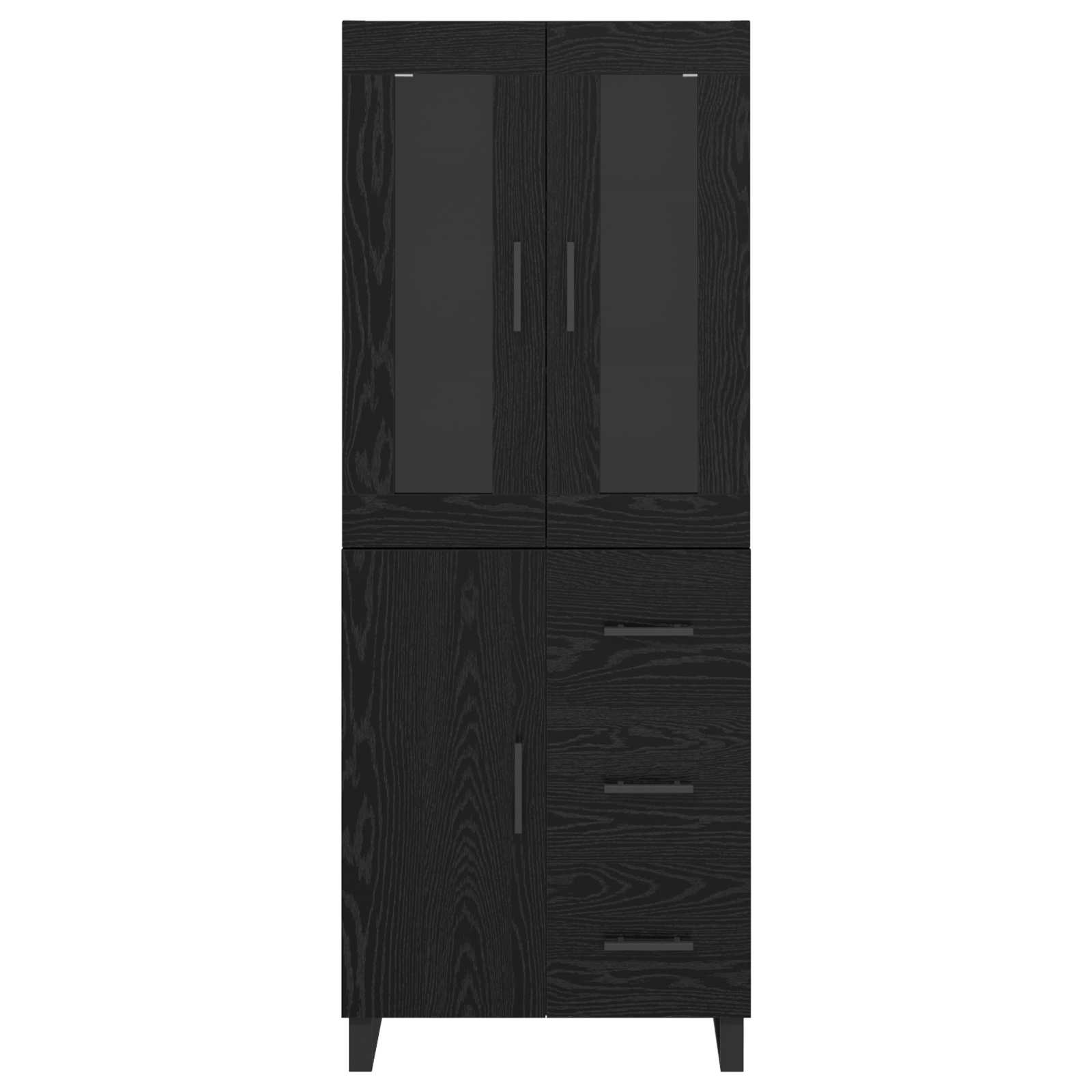 Highboard με συρτάρι 2 pcs Μαύρη Οξυά Σύνθετο Ξύλο και Γυαλί