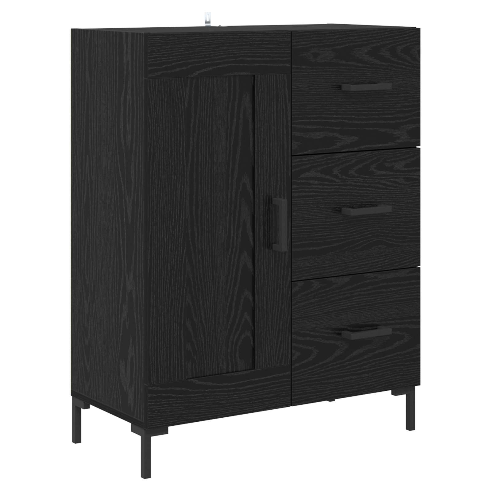 Highboard Μαύρη Οξυά 69,5 x 34 x 180 εκ. Επεξεργασμένο ξύλο