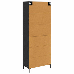 Highboard Μαύρη Οξυά 69,5 x 34 x 180 εκ. Επεξεργασμένο Ξύλο
