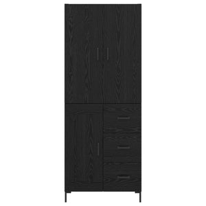Highboard Μαύρη Οξυά 69,5 x 34 x 180 εκ. Επεξεργασμένο Ξύλο