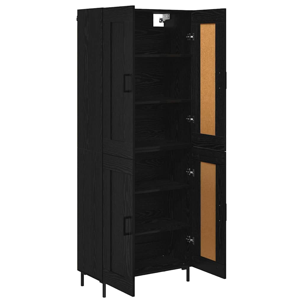 Highboard 2 pcs Μαύρη Οξυά Επεξεργασμένο ξύλο