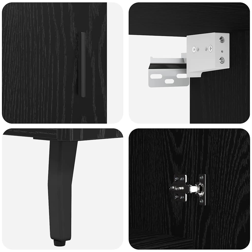 Highboard Μαύρη Οξυά 69,5 x 34 x 180 εκ. Σύνθετο Ξύλο και Γυαλί - Pakobazaar