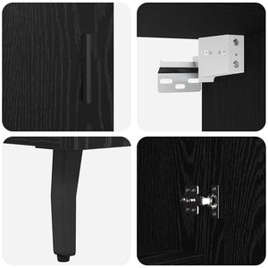 Highboard Μαύρη Οξυά 69,5 x 34 x 180 εκ. Σύνθετο Ξύλο και Γυαλί - Pakobazaar