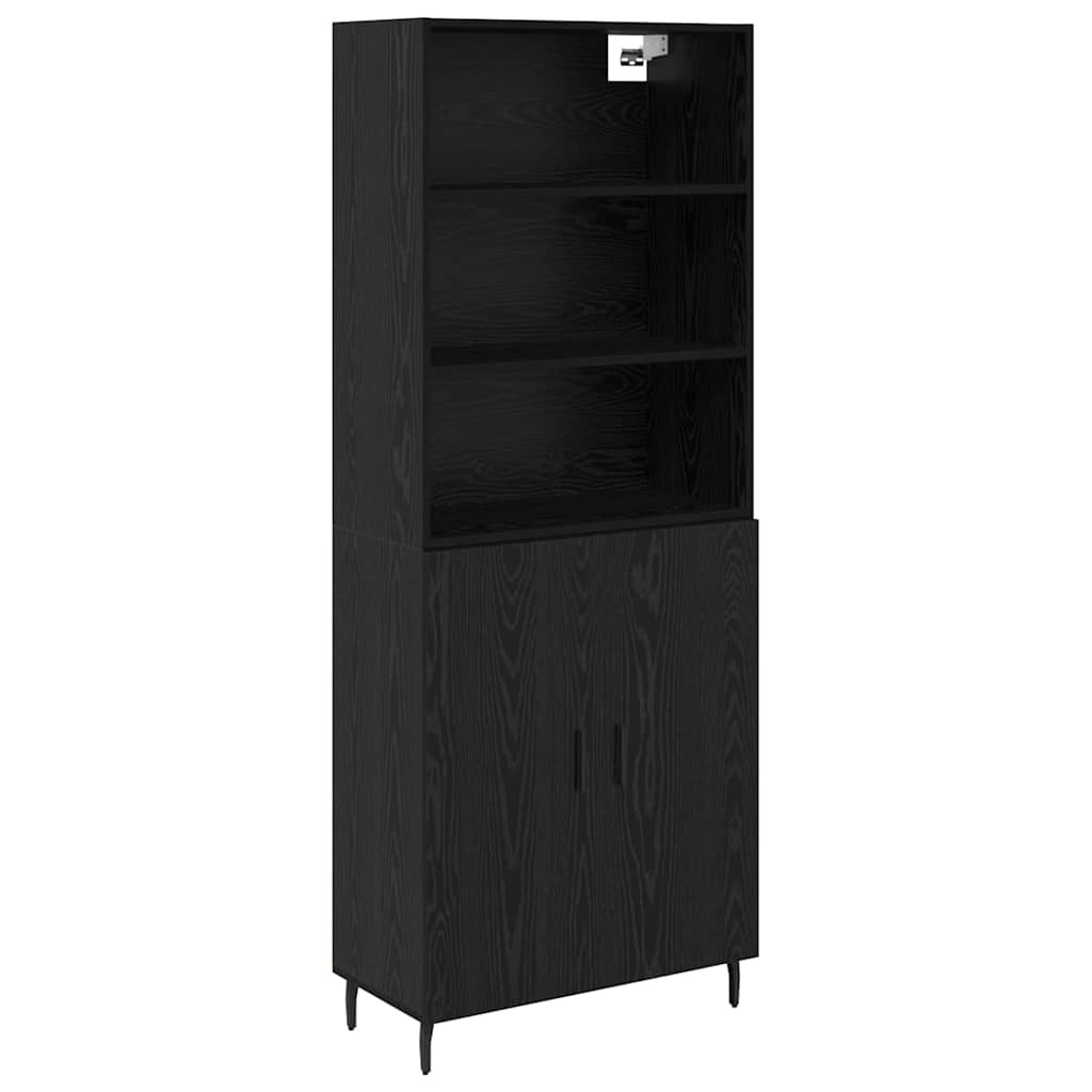 Highboard Μαύρη Οξυά 69,5 x 34 x 180 εκ. Σύνθετο Ξύλο και Γυαλί - Pakobazaar
