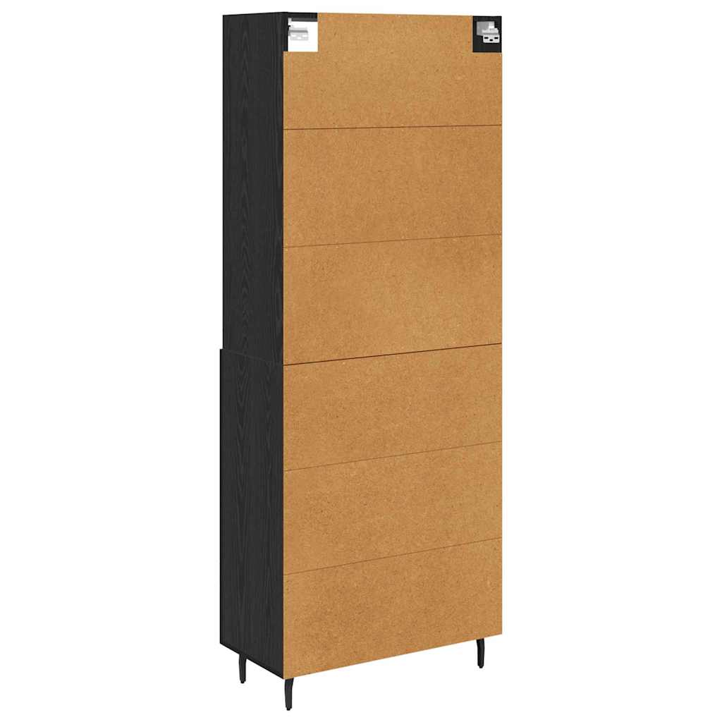 Highboard Μαύρη Οξυά 69,5 x 34 x 180 εκ. Σύνθετο Ξύλο και Γυαλί - Pakobazaar
