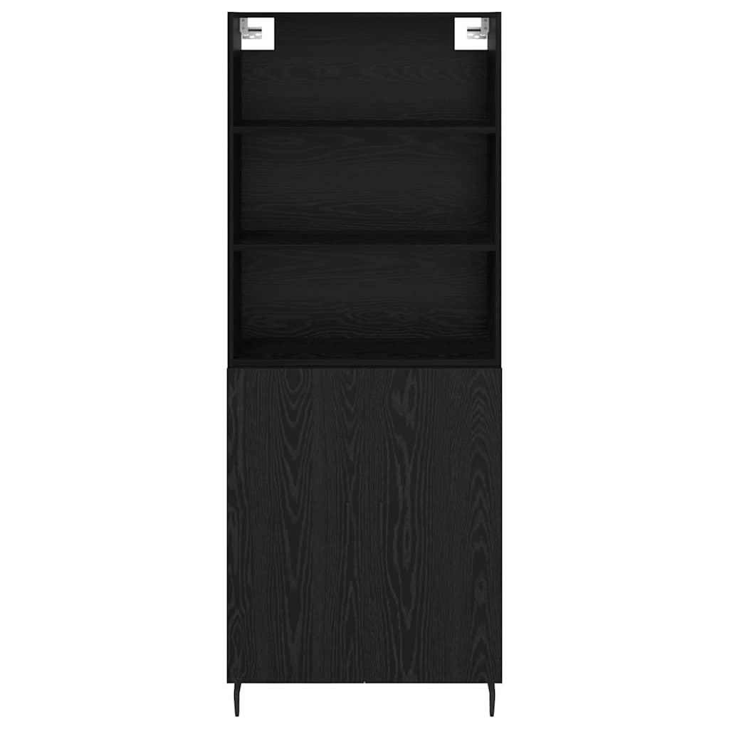 Highboard Μαύρη Οξυά 69,5 x 34 x 180 εκ. Σύνθετο Ξύλο και Γυαλί - Pakobazaar