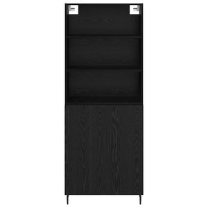 Highboard Μαύρη Οξυά 69,5 x 34 x 180 εκ. Σύνθετο Ξύλο και Γυαλί - Pakobazaar