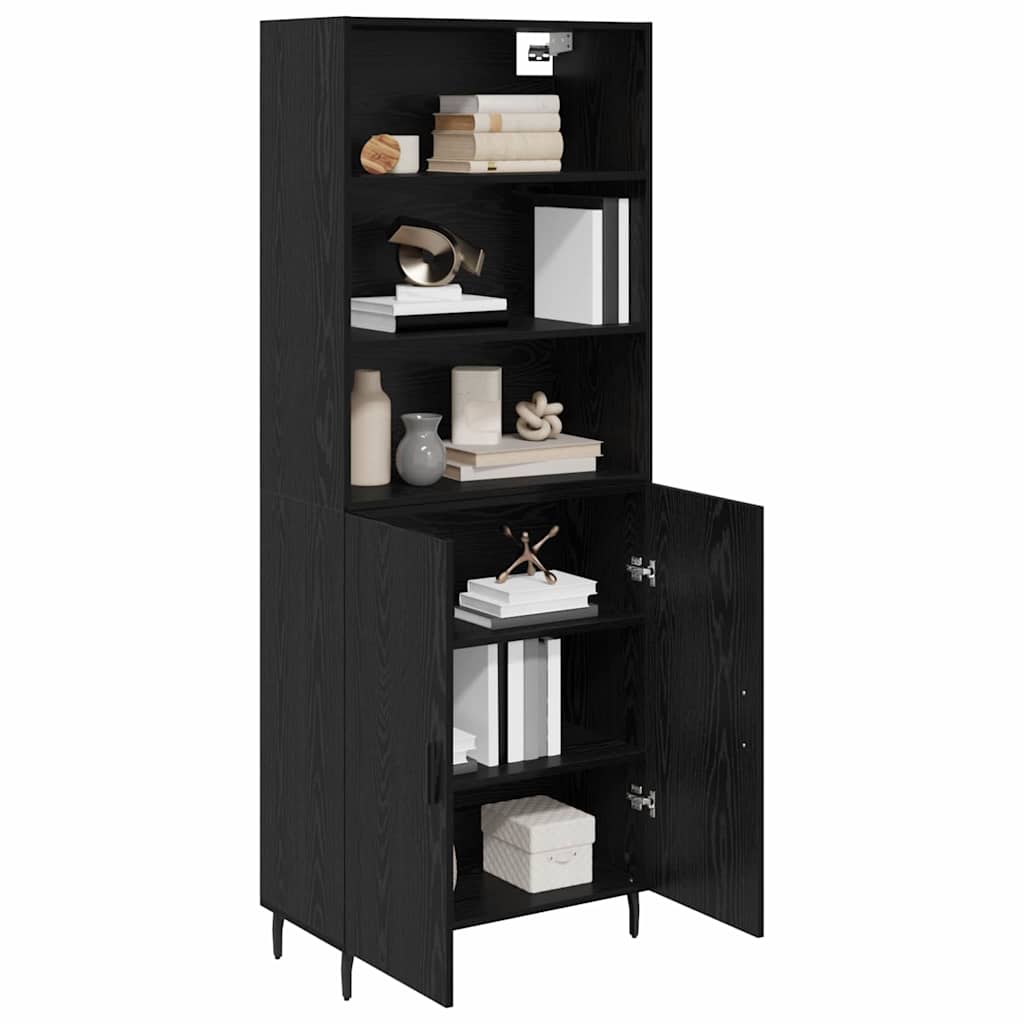 Highboard Μαύρη Οξυά 69,5 x 34 x 180 εκ. Σύνθετο Ξύλο και Γυαλί - Pakobazaar