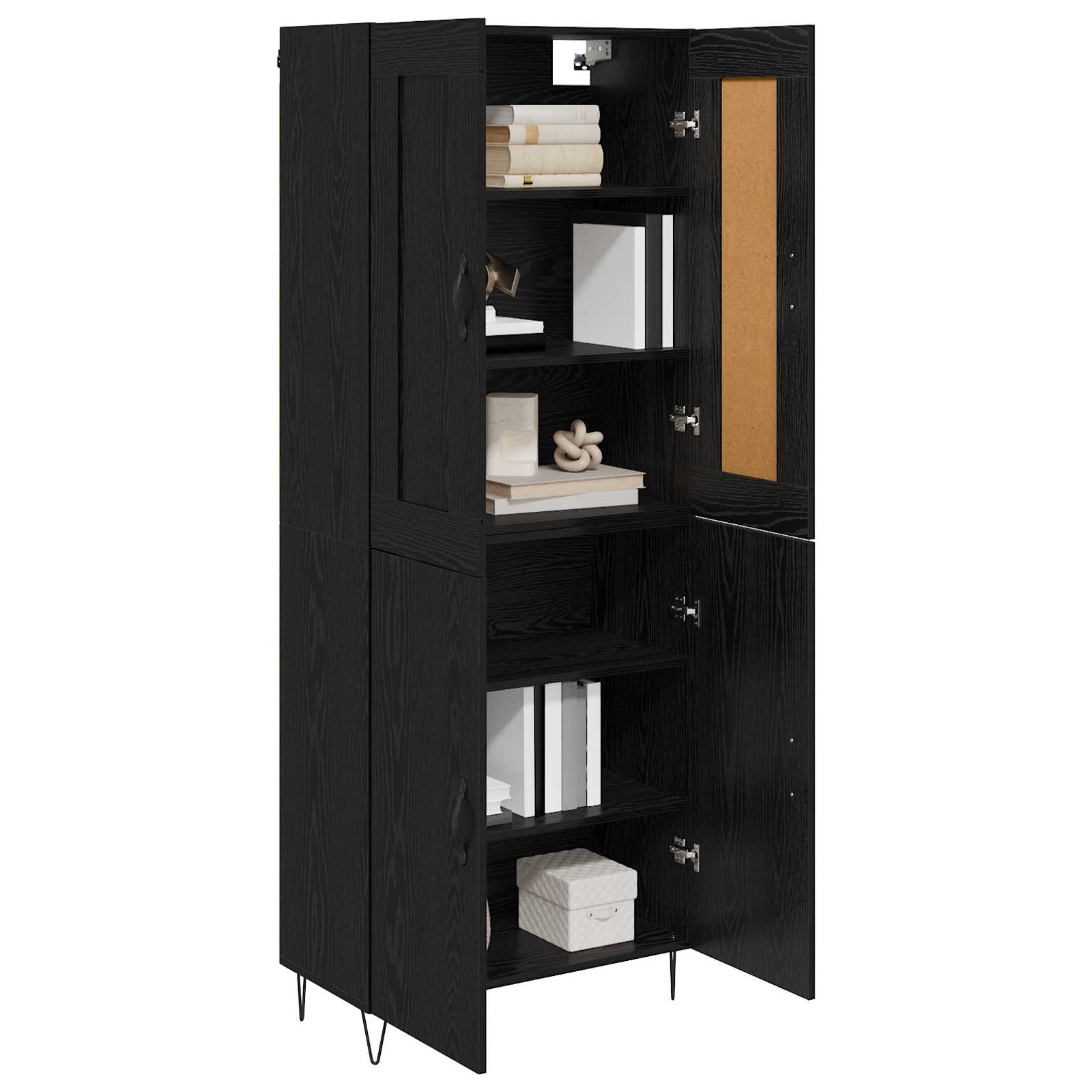 Highboard Μαύρη Οξυά 69,5 x 34 x 180 εκ. Επεξεργασμένο ξύλο - Pakobazaar