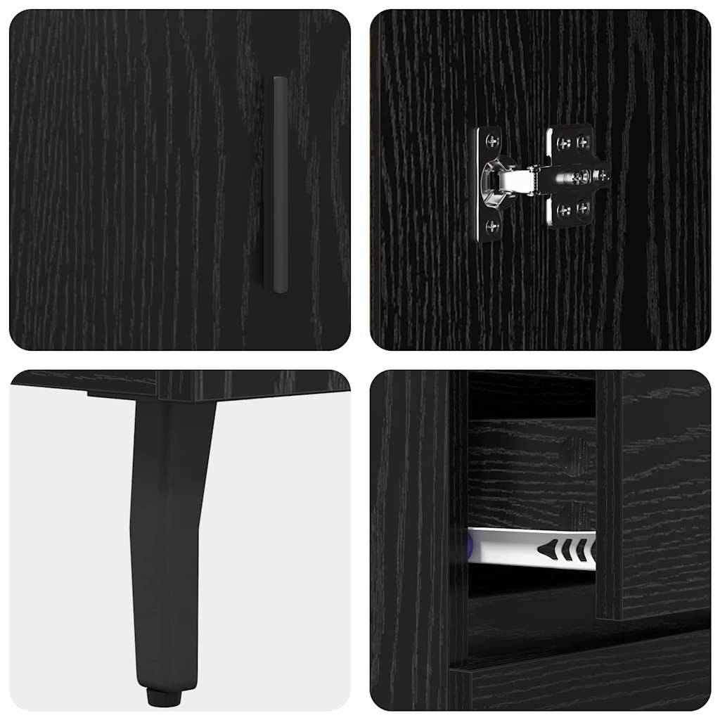 Highboard Μαύρη Οξυά 69,5 x 34 x 180 εκ. Σύνθετο Ξύλο και Γυαλί