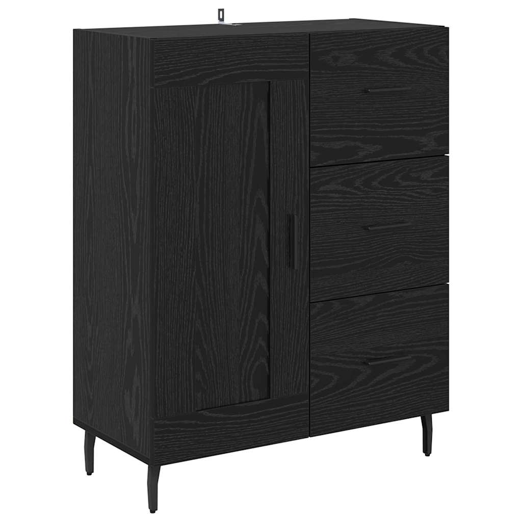 Highboard Μαύρη Οξυά 69,5 x 34 x 180 εκ. Σύνθετο Ξύλο και Γυαλί