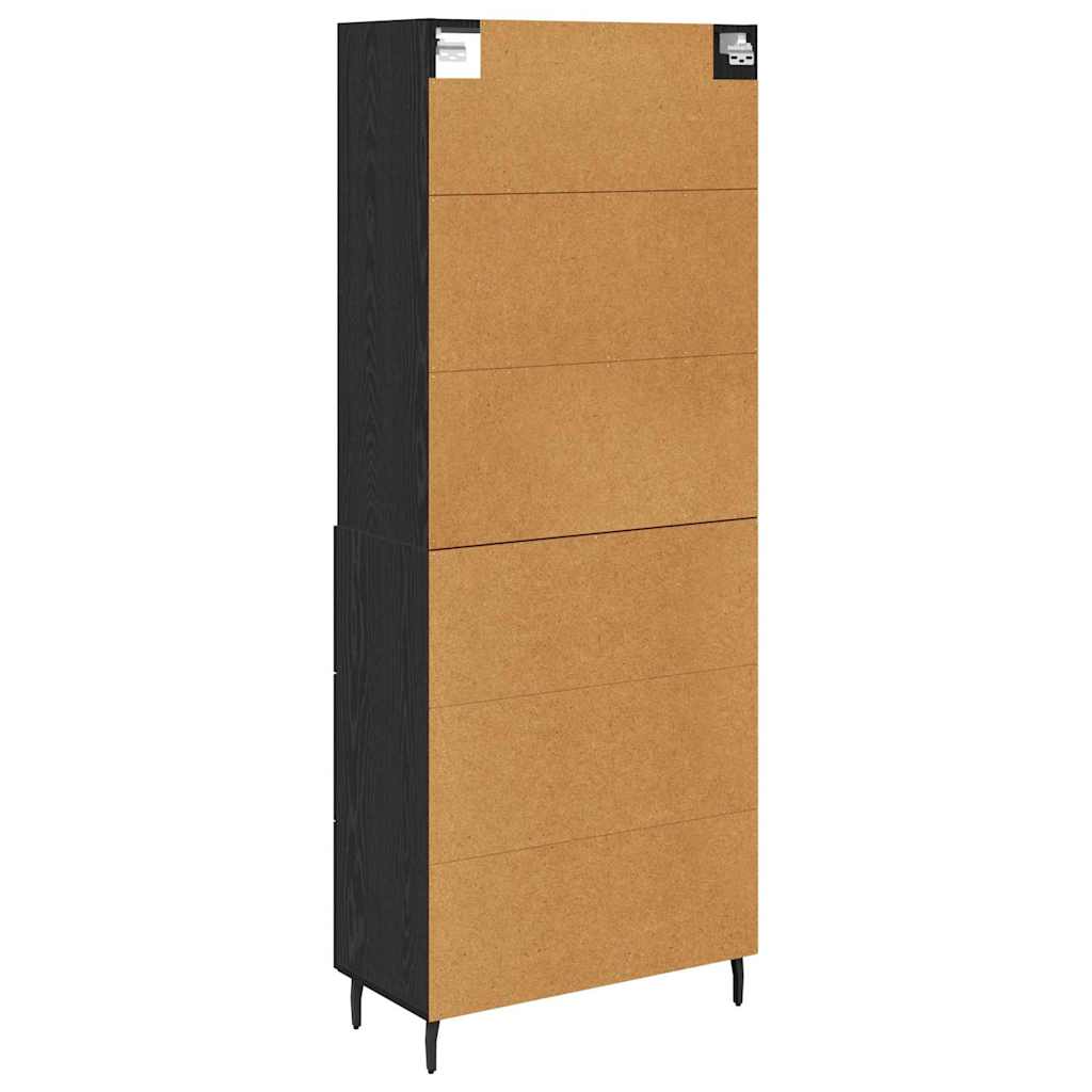 Highboard Μαύρη Οξυά 69,5 x 34 x 180 εκ. Σύνθετο Ξύλο και Γυαλί