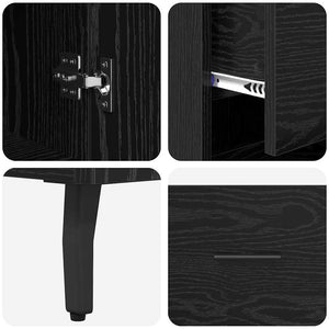 Highboard Μαύρη Οξυά 34,5 x 34 x 180 εκ. Επεξεργασμένο Ξύλο