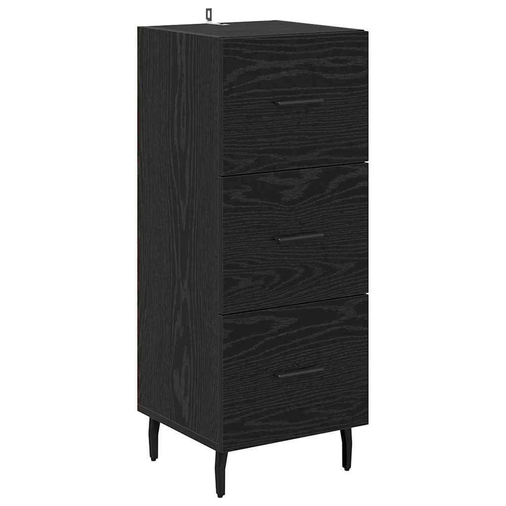 Highboard Μαύρη Οξυά 34,5 x 34 x 180 εκ. Επεξεργασμένο ξύλο