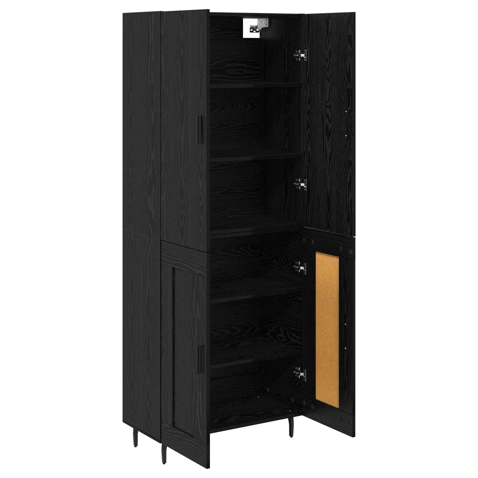 Highboard 2 pcs Μαύρη δρυς Σύνθετο Ξύλο και Γυαλί