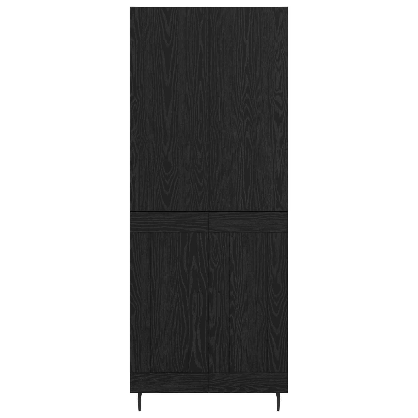 Highboard 2 pcs Μαύρη δρυς Σύνθετο Ξύλο και Γυαλί