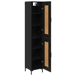 Highboard Μαύρη Οξυά 34,5 x 34 x 180 εκ. Επεξεργασμένο Ξύλο