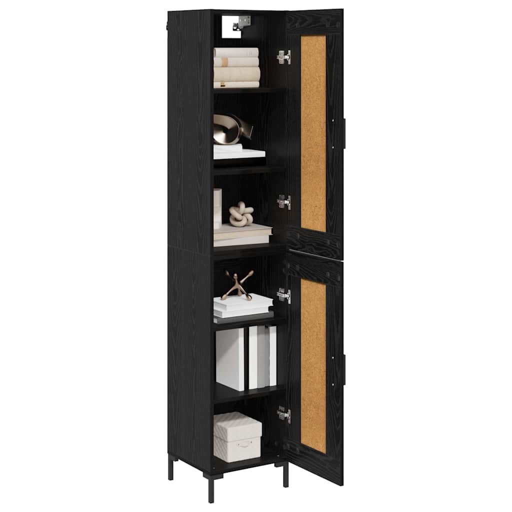 Highboard Μαύρη Οξυά 34,5 x 34 x 180 εκ. Επεξεργασμένο ξύλο