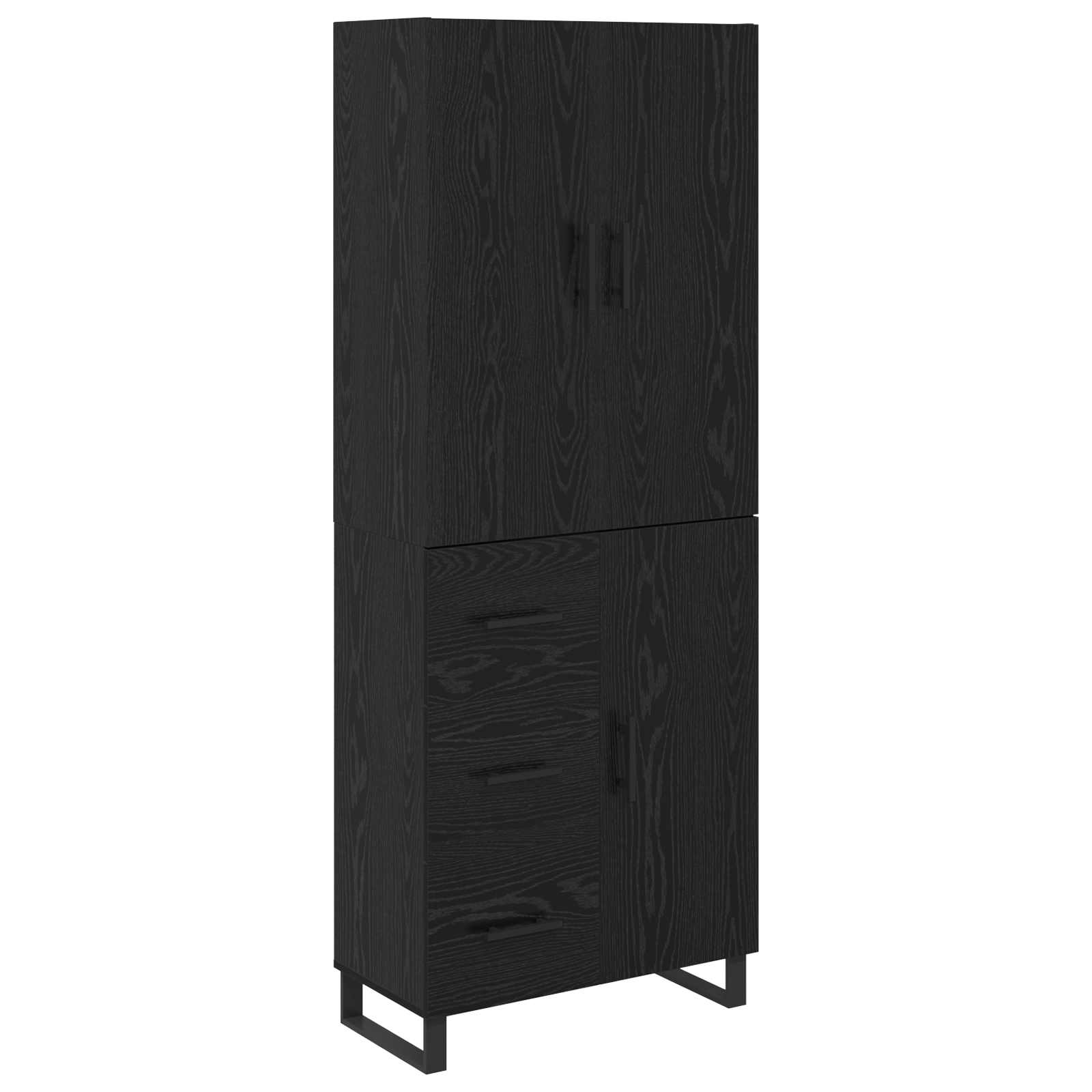 Highboard με συρτάρι 2 pcs Μαύρη Οξυά 69,5 x 34 x 180 εκ.