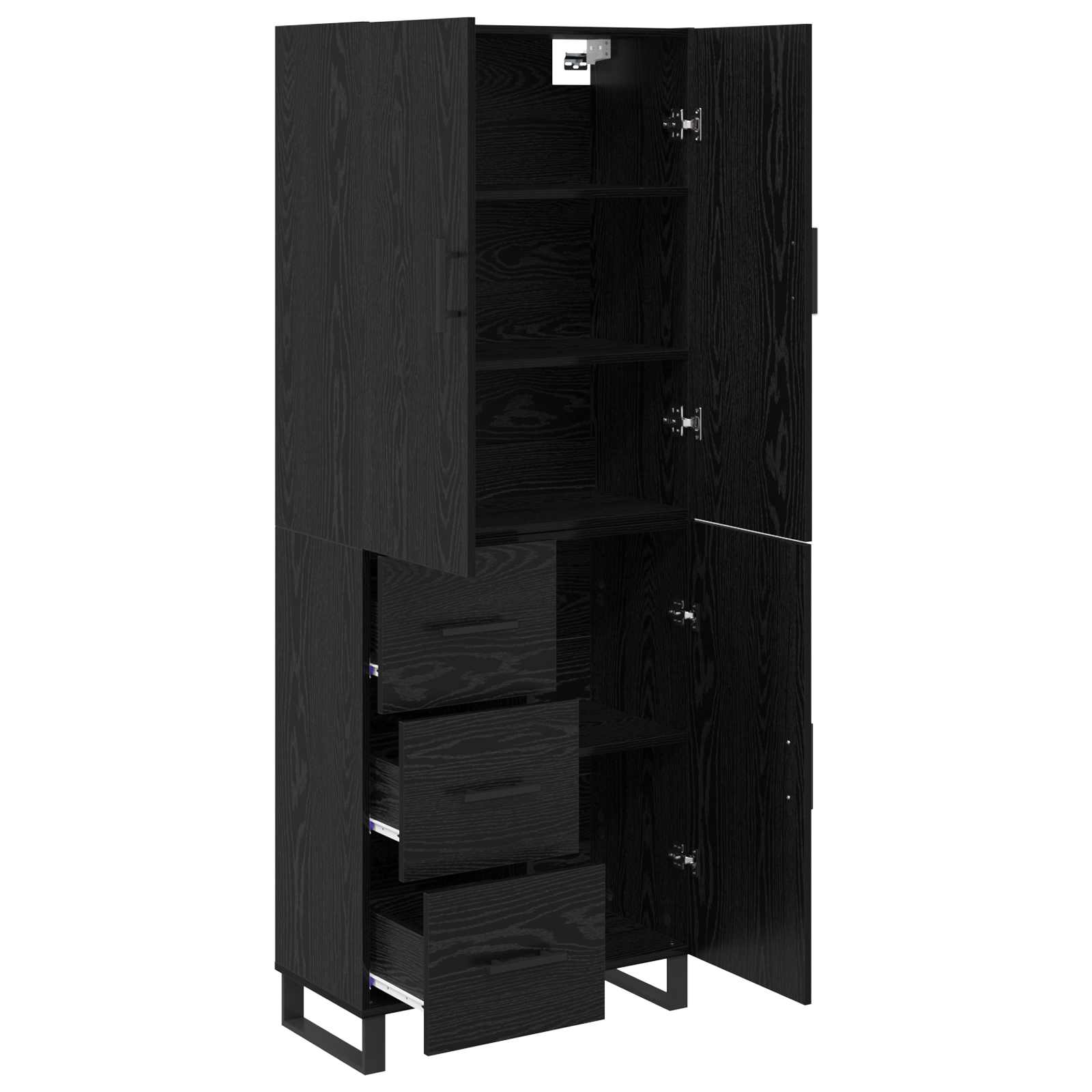 Highboard με συρτάρι 2 pcs Μαύρη Οξυά 69,5 x 34 x 180 εκ.