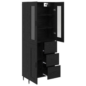 Highboard 2 τμχ. Μαύρη Οξυά 69,5 x 34 x 180 εκ.