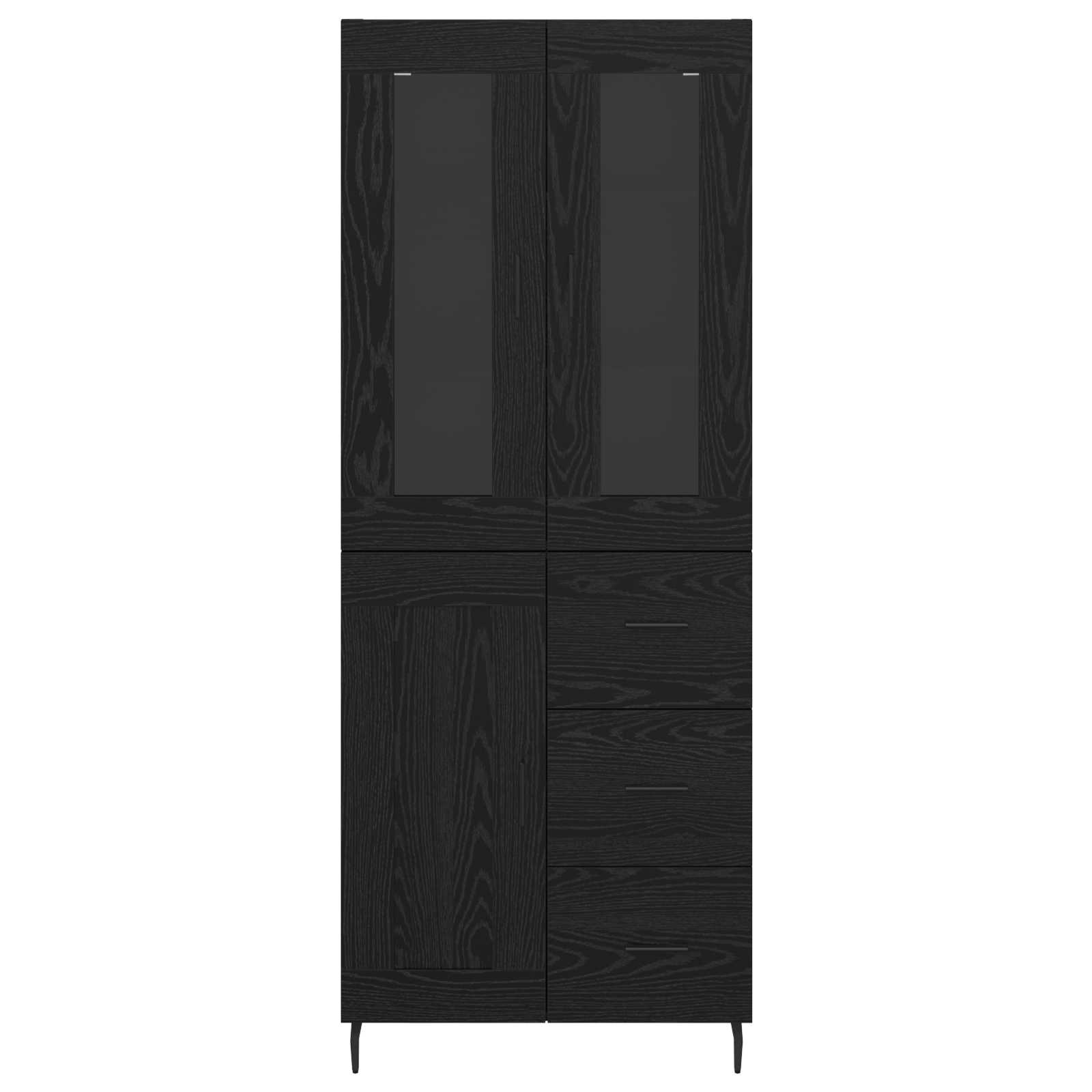 Highboard με συρτάρι 2 pcs Μαύρη Οξυά Επεξεργασμένο ξύλο