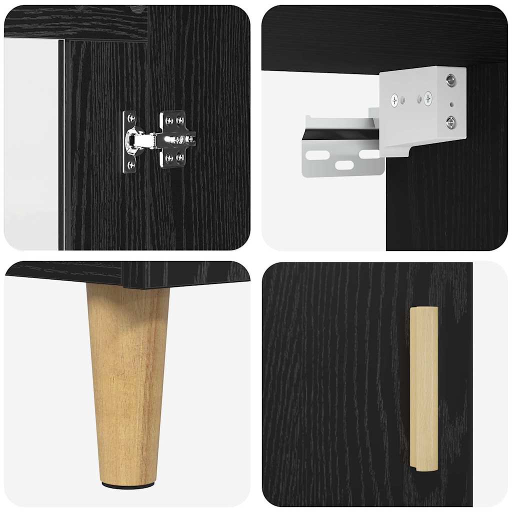 Highboard Μαύρη Οξυά 69,5 x 34 x 180 εκ. Σύνθετο Ξύλο και Γυαλί