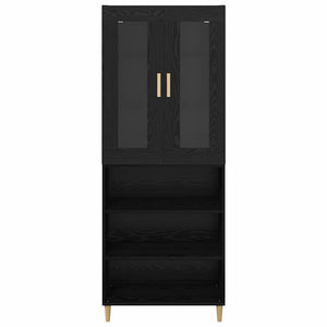 Highboard Μαύρη Οξυά 69,5 x 34 x 180 εκ. Σύνθετο Ξύλο και Γυαλί