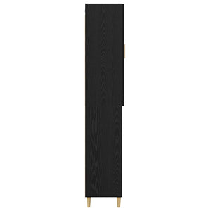 Highboard Μαύρη Οξυά 69,5 x 34 x 180 εκ. Σύνθετο Ξύλο και Γυαλί
