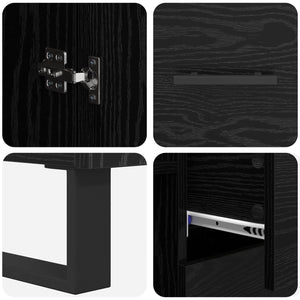 Highboard 2 τμχ. Μαύρη Οξυά 69,5 x 34 x 180 εκ.