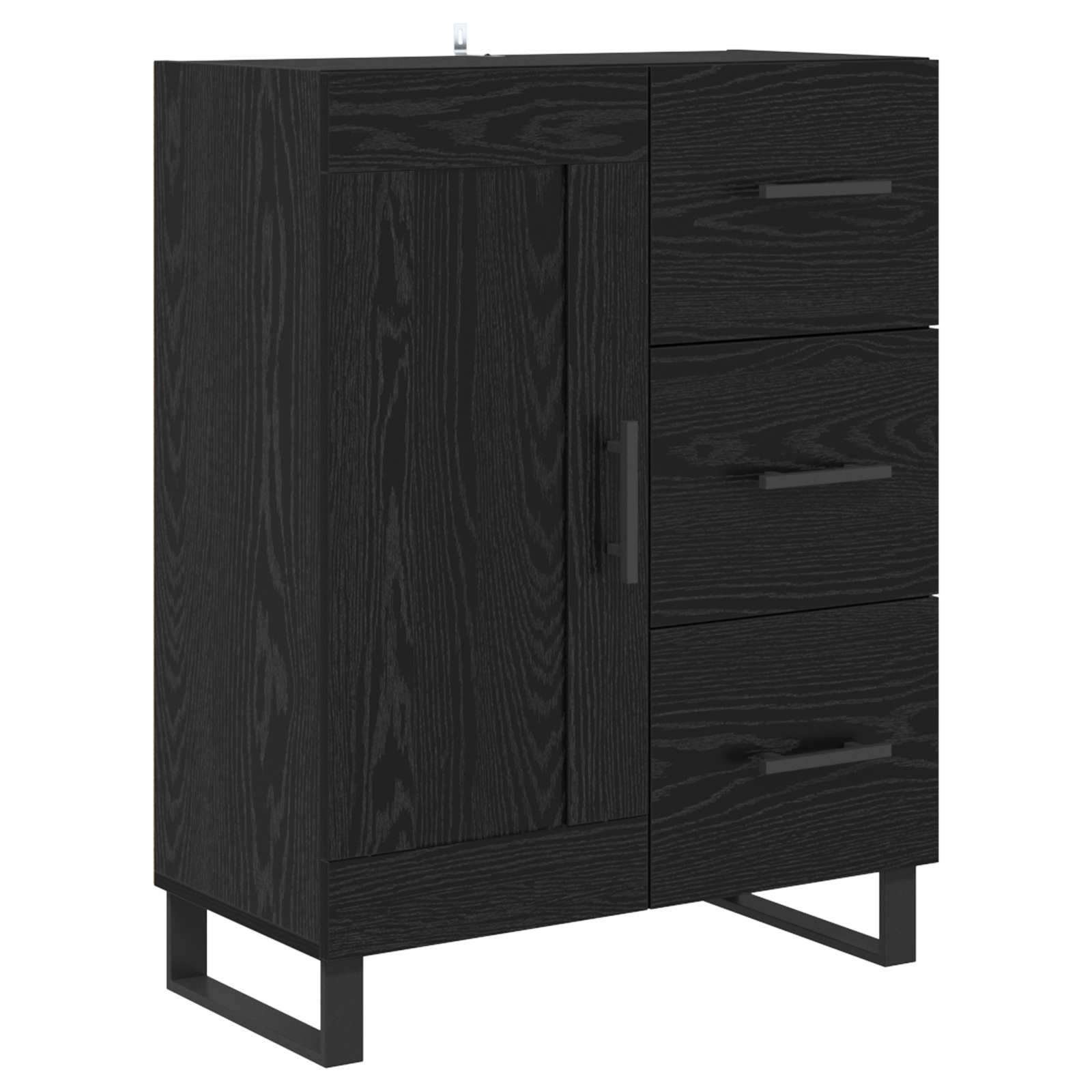 Highboard με συρτάρι 2 pcs Μαύρη Οξυά 69,5 x 34 x 180 εκ.