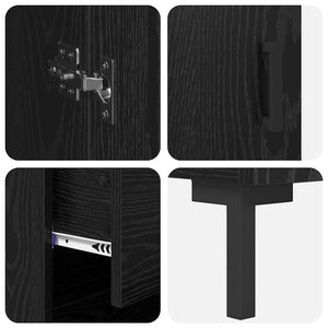 Highboard 2 τμχ. Μαύρη Οξυά 69,5 x 34 x 180 εκ.