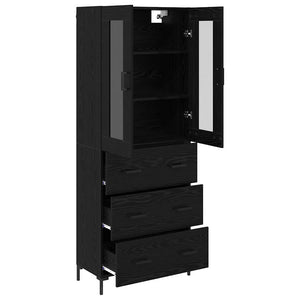 Highboard 2 τμχ. Μαύρη Οξυά 69,5 x 34 x 180 εκ.