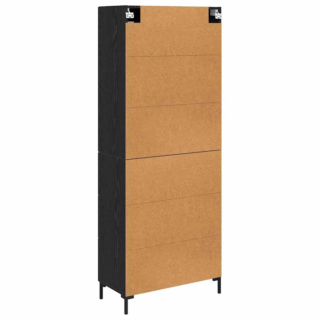 Highboard με συρτάρι 2 pcs Μαύρη Οξυά Επεξεργασμένο ξύλο