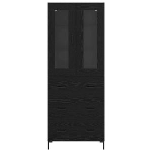 Highboard 2 τμχ. Μαύρη Οξυά 69,5 x 34 x 180 εκ.