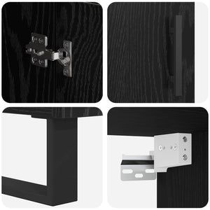 Highboard 2 τμχ. Μαύρη Οξυά 69,5 x 34 x 180 εκ.