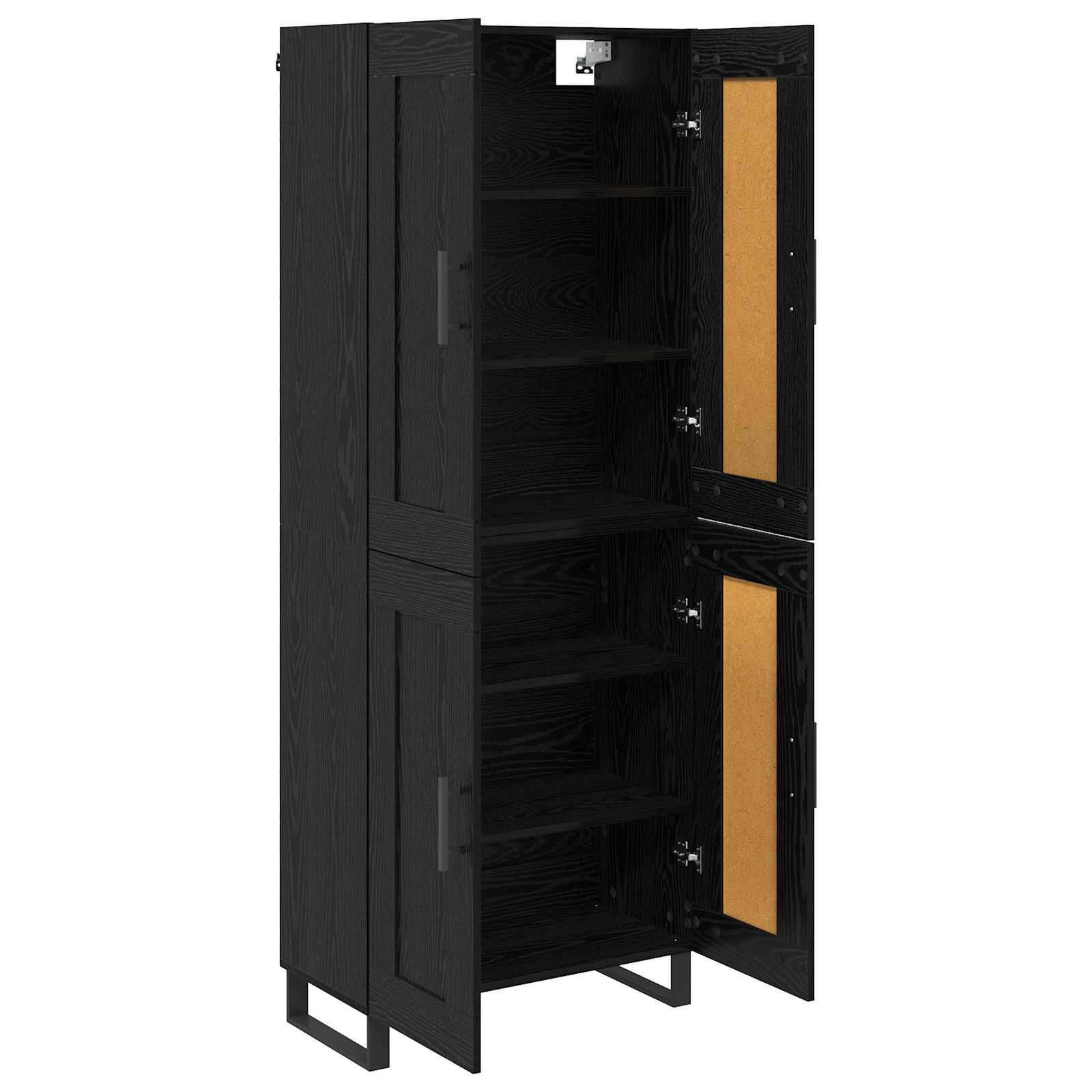 Highboard Μαύρη Οξυά 69,5 x 34 x 180 εκ. Επεξεργασμένο ξύλο