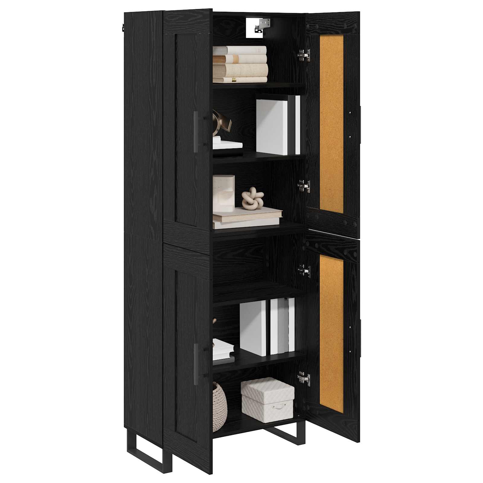 Highboard Μαύρη Οξυά 69,5 x 34 x 180 εκ. Επεξεργασμένο ξύλο