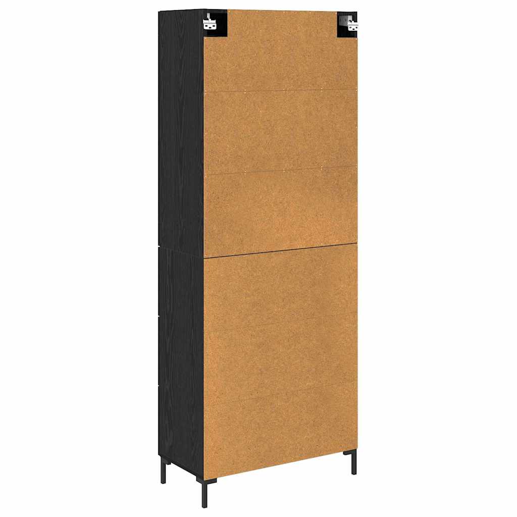 Highboard με συρτάρι 2 pcs Μαύρη Οξυά Επεξεργασμένο ξύλο
