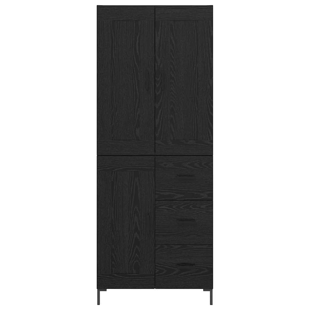 Highboard με συρτάρι 2 pcs Μαύρη Οξυά Επεξεργασμένο ξύλο