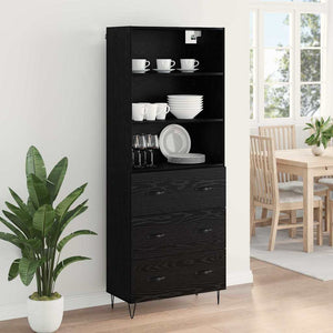 Highboard 2 τμχ. Μαύρη Οξυά 69,5 x 34 x 180 εκ.