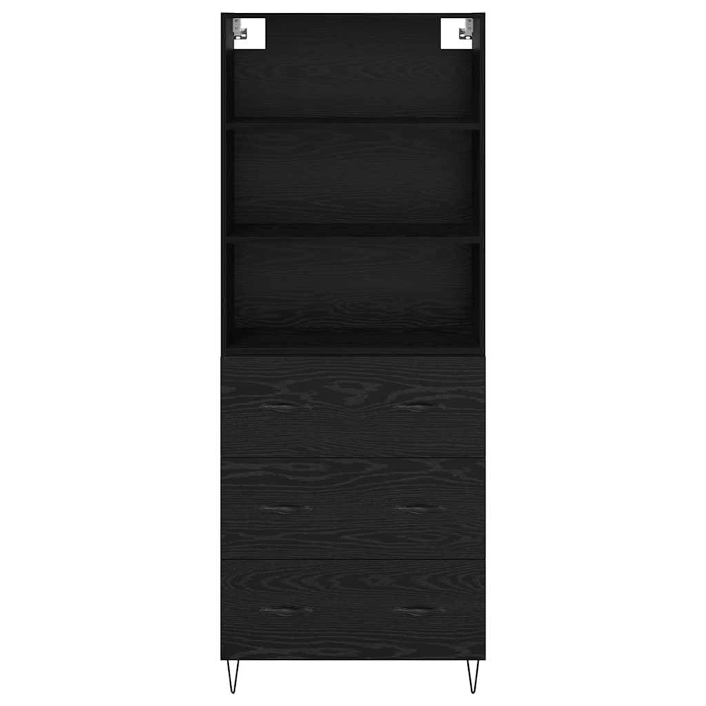 Highboard με συρτάρι 2 pcs Μαύρη Οξυά Επεξεργασμένο ξύλο