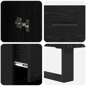 Highboard Μαύρη Οξυά 34,5 x 34 x 180 εκ. Επεξεργασμένο Ξύλο