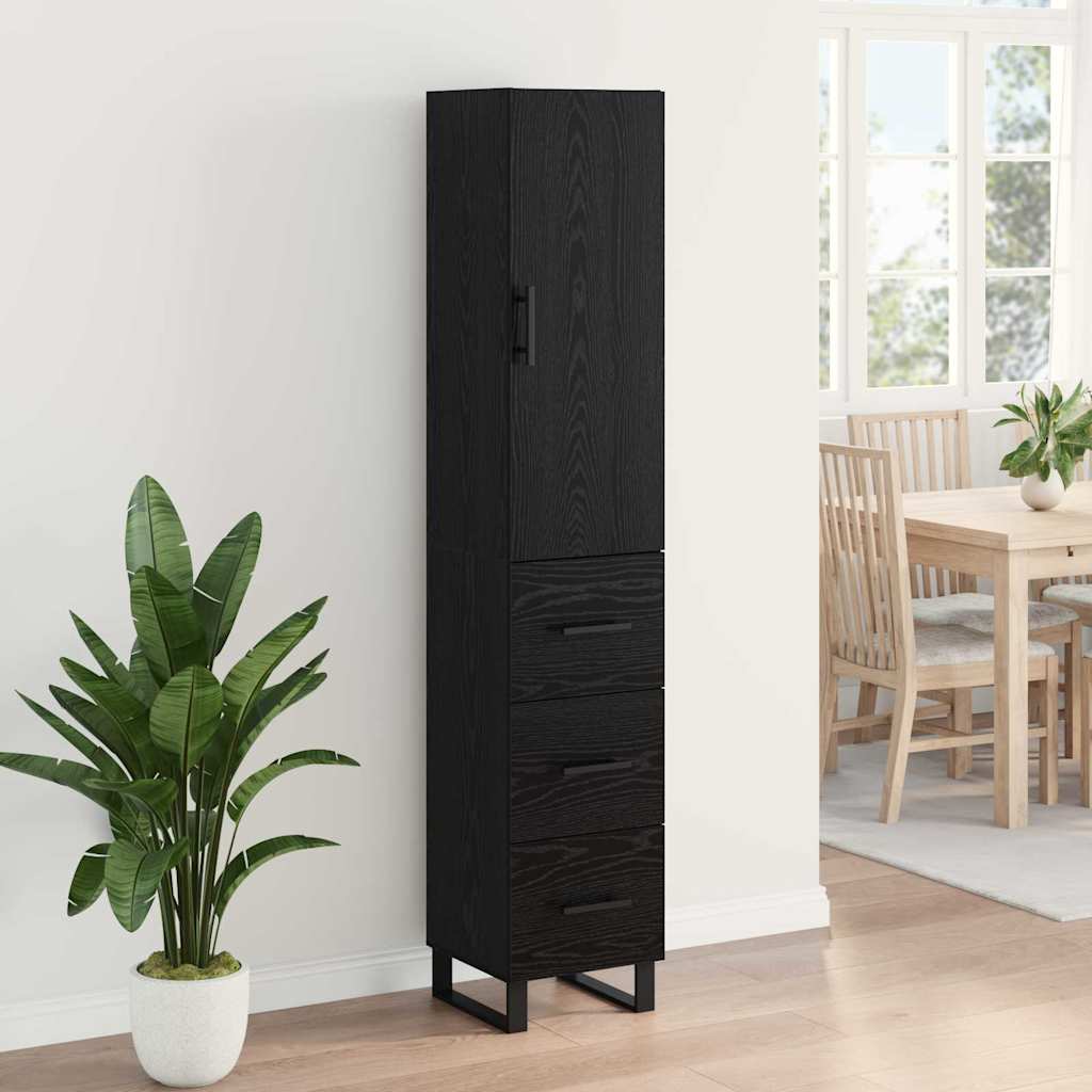 Highboard Μαύρη Οξυά 34,5 x 34 x 180 εκ. Επεξεργασμένο ξύλο