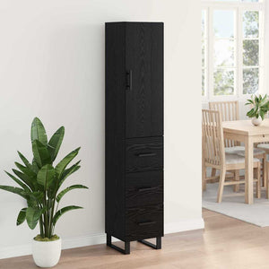 Highboard Μαύρη Οξυά 34,5 x 34 x 180 εκ. Επεξεργασμένο Ξύλο