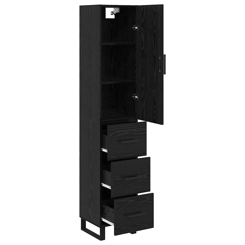 Highboard Μαύρη Οξυά 34,5 x 34 x 180 εκ. Επεξεργασμένο ξύλο