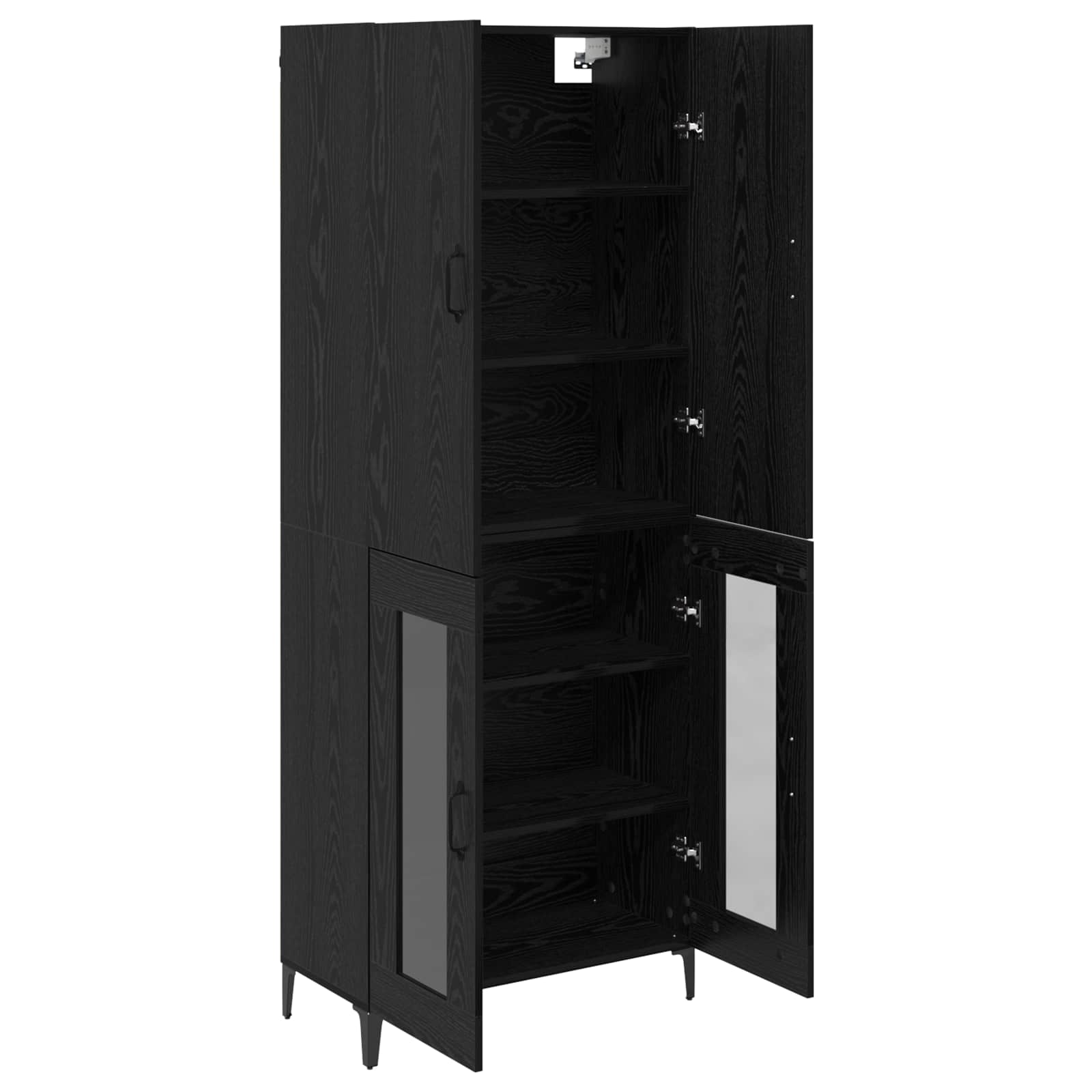 Highboard Μαύρη Οξυά 69,5 x 34 x 180 εκ. Επεξεργασμένο ξύλο - Pakobazaar