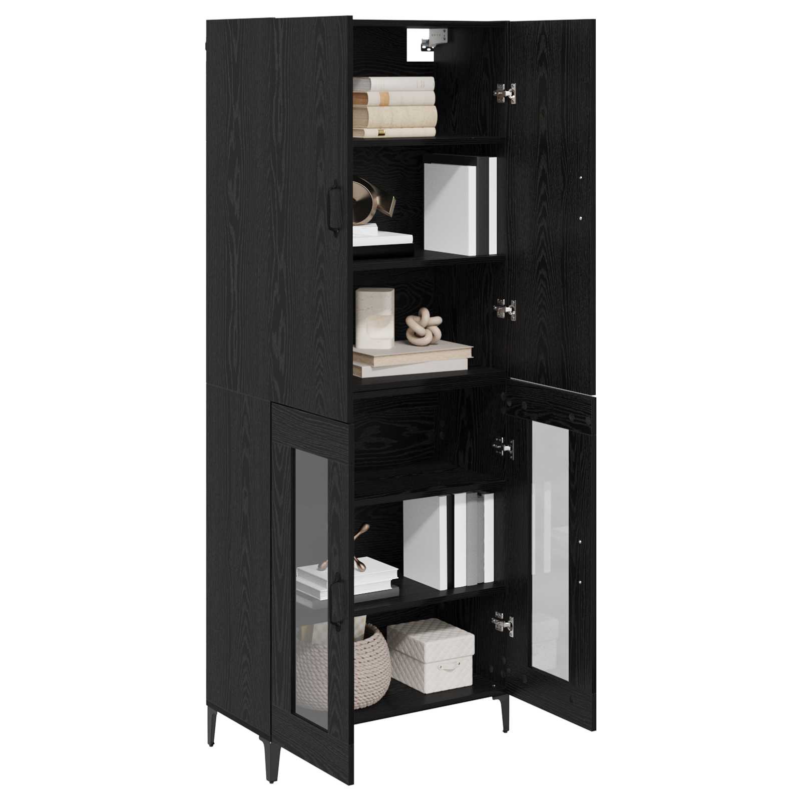 Highboard Μαύρη Οξυά 69,5 x 34 x 180 εκ. Επεξεργασμένο ξύλο - Pakobazaar